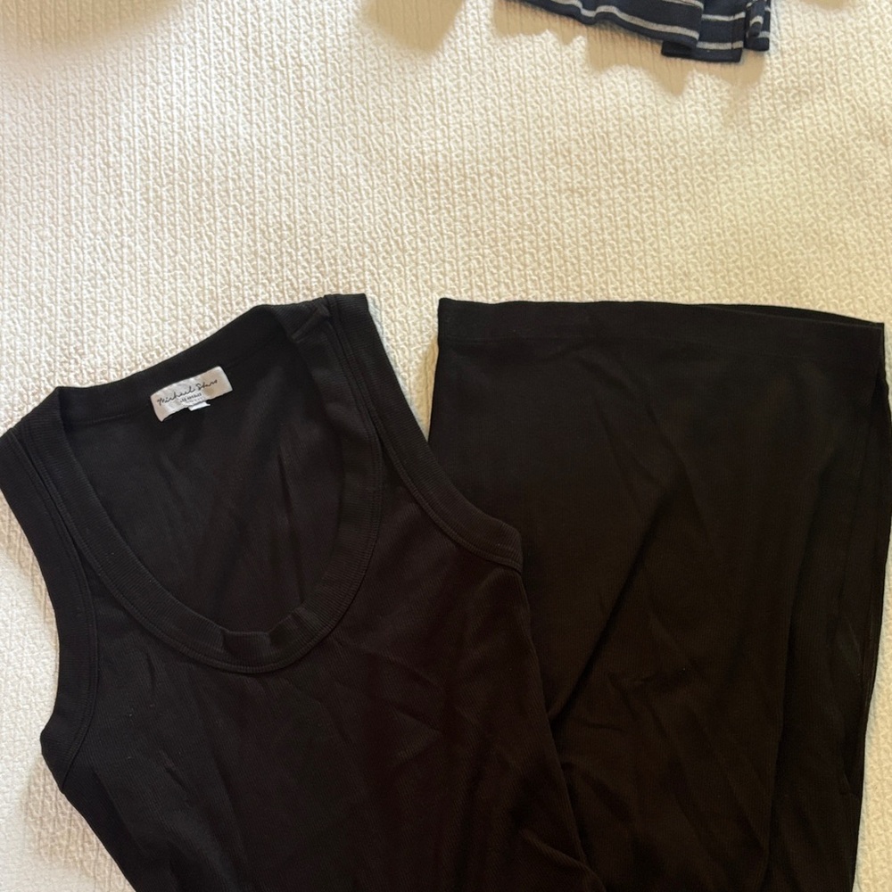 Micheal Stars Black Ribbed tank dress